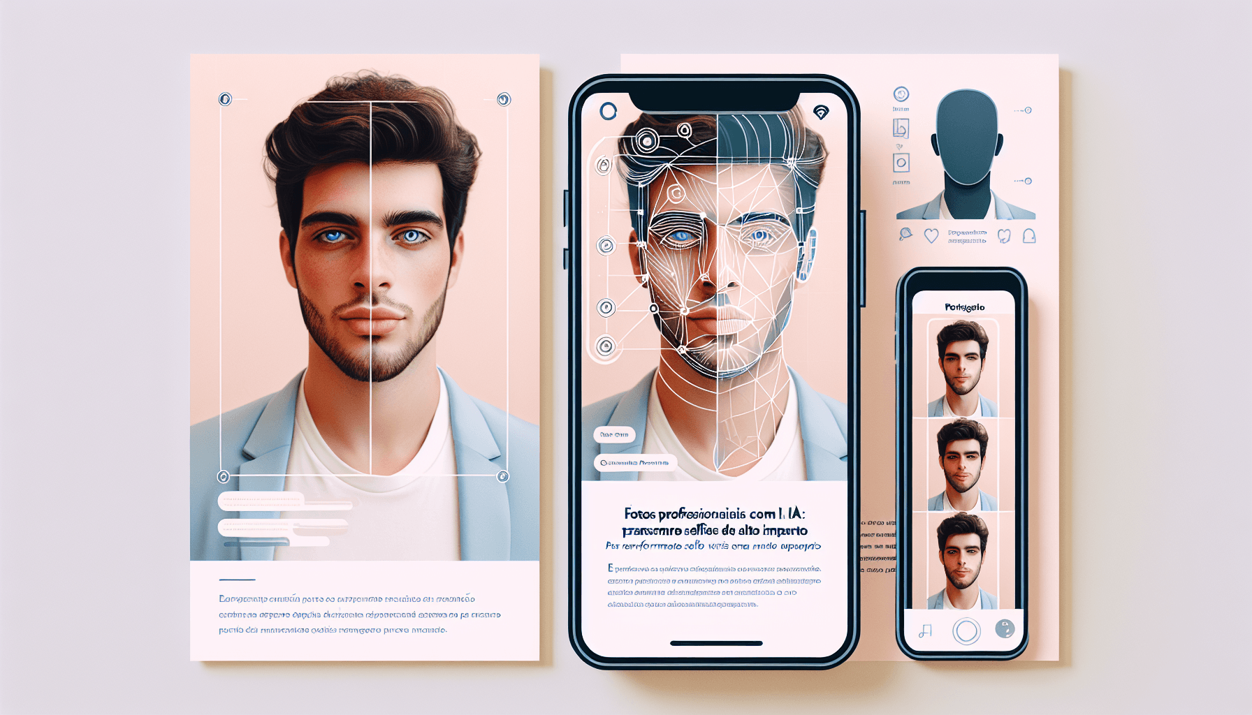 Fluxo visual do processo de geração de fotos profissionais com IA